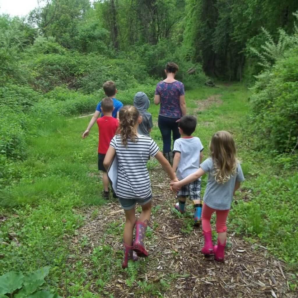 children on trail